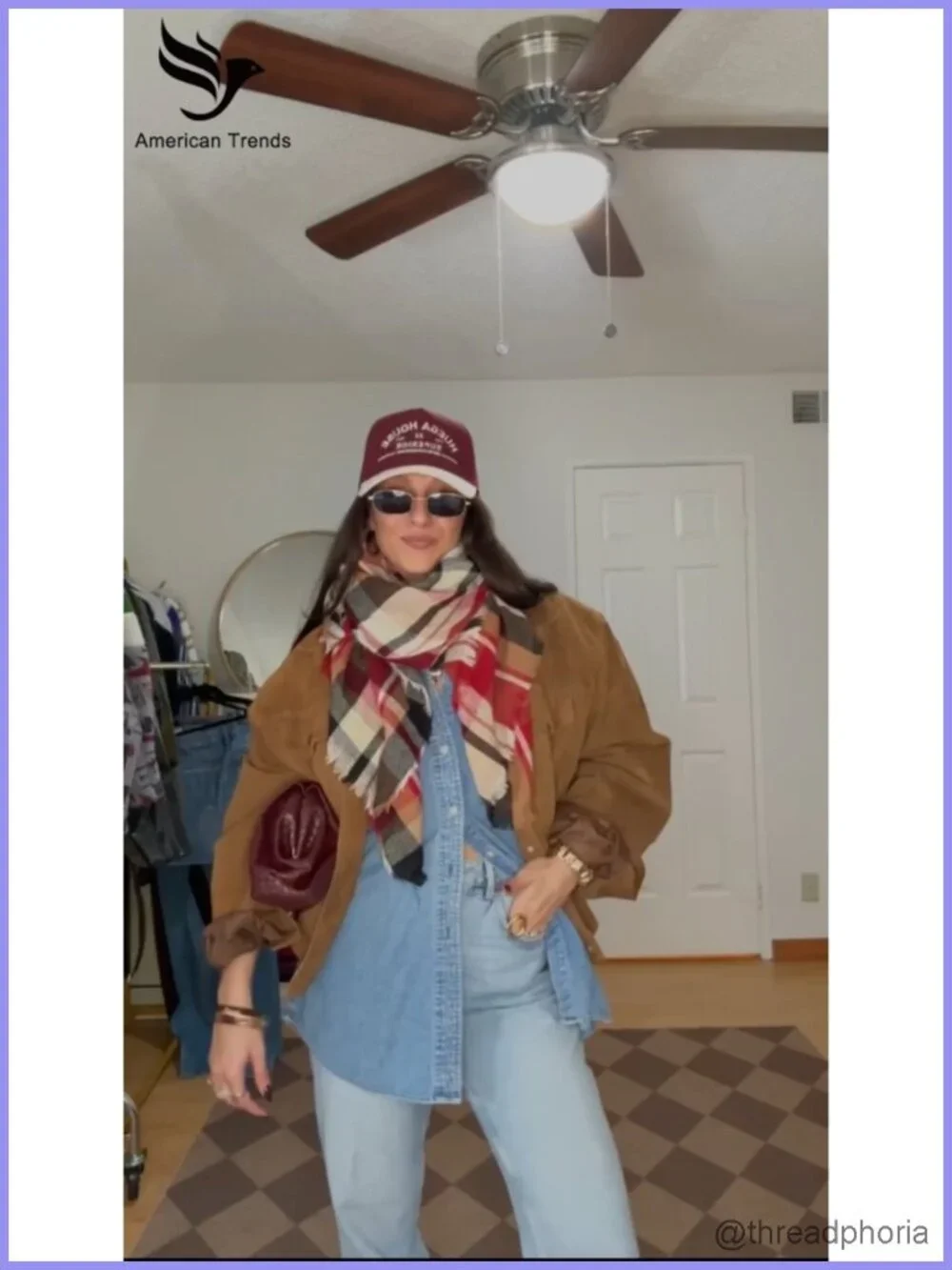 Chunky Plaid Oversized Scarf Shawl Wrap Fall Winter Gift